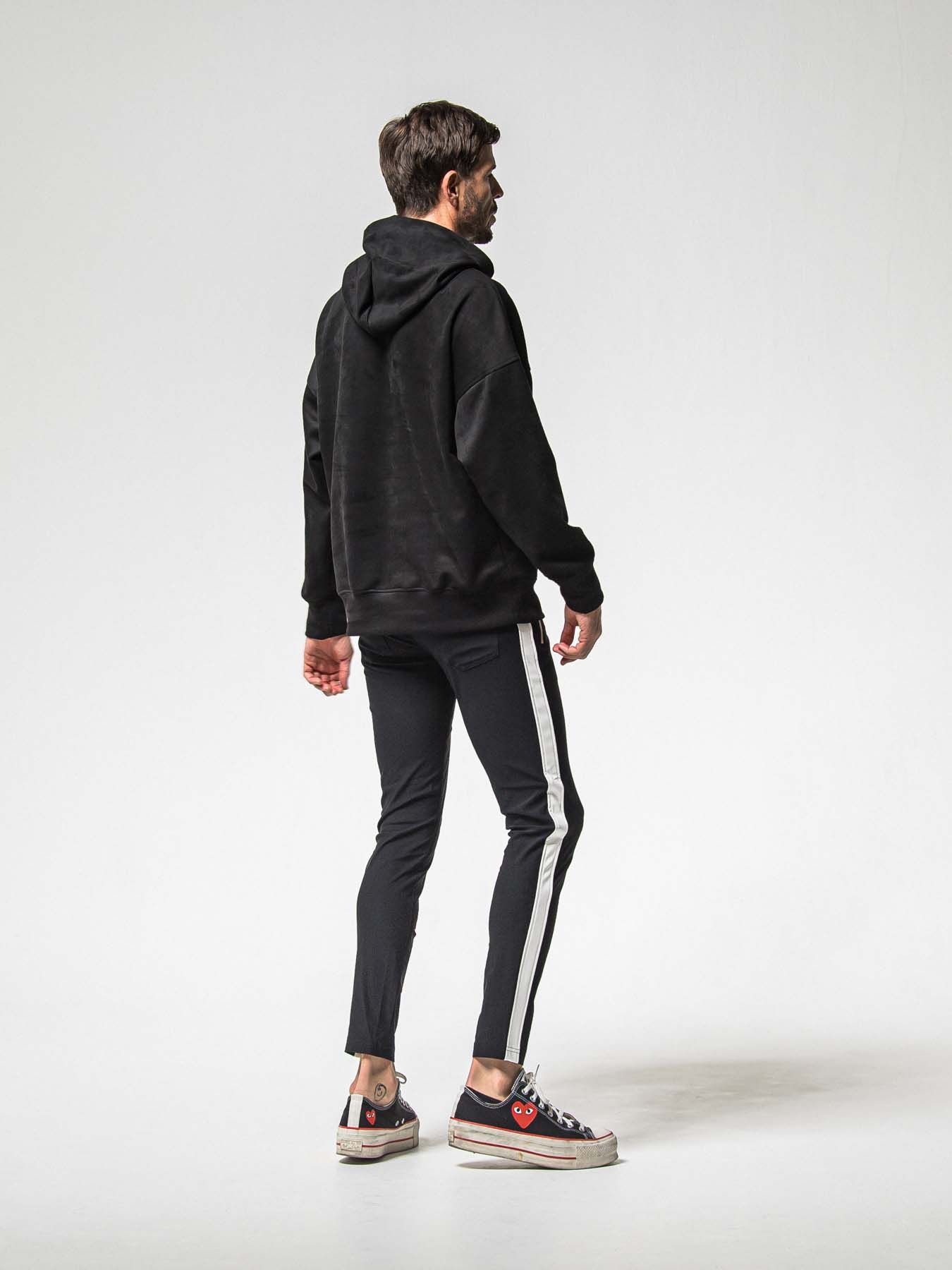 【予約品 8月31日(日) 締切】LEATHER LINE TRACK / レザーライン トラックパンツ / ブラック×ホワイト