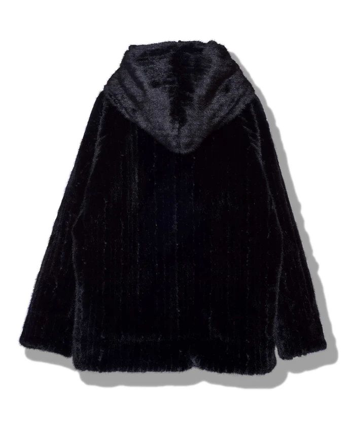 フェイクファーBIGフーデッドBLZ BLACK ブラックストライプ【NO ID.】