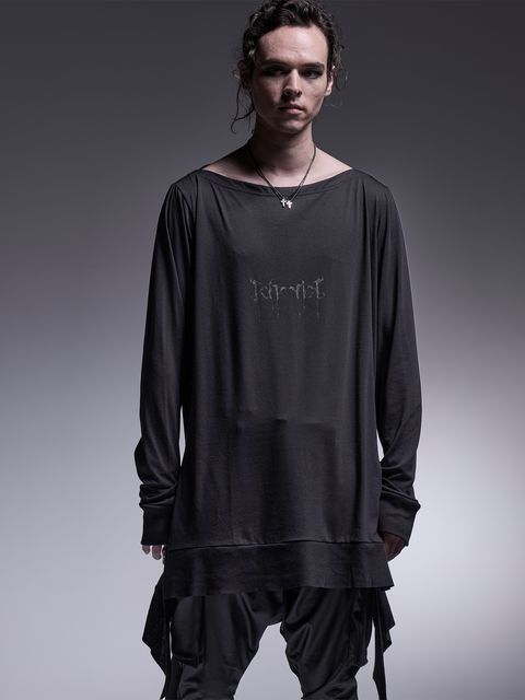Boat Neck Flare T-Shirt / ボートネック フレアTシャツ / ブラック