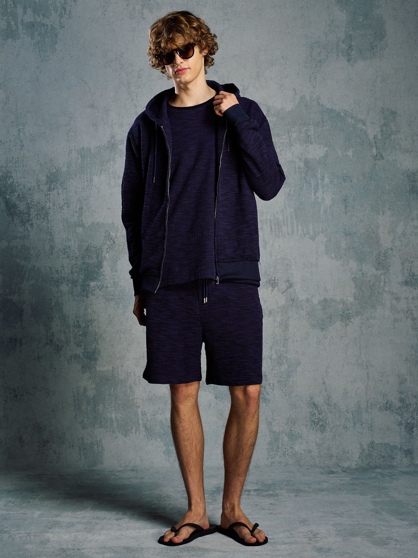 【予約品 1月25日(日) 締切】muta × wjk collection：knit jacquard relax shorts / ニットジャガード リラックスショーツ / ネイビー