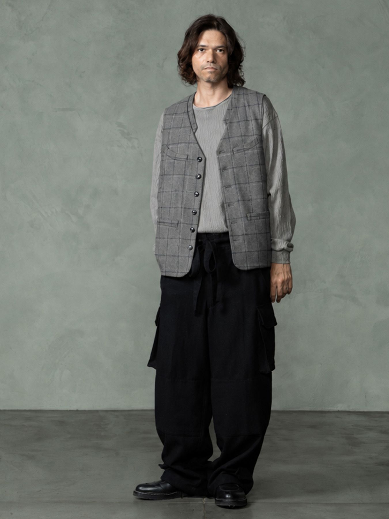 【予約品 7月5日(日) 締切】FRENCH GILET windowpane / ウィンドーペイン ウールベスト / グレーチェック