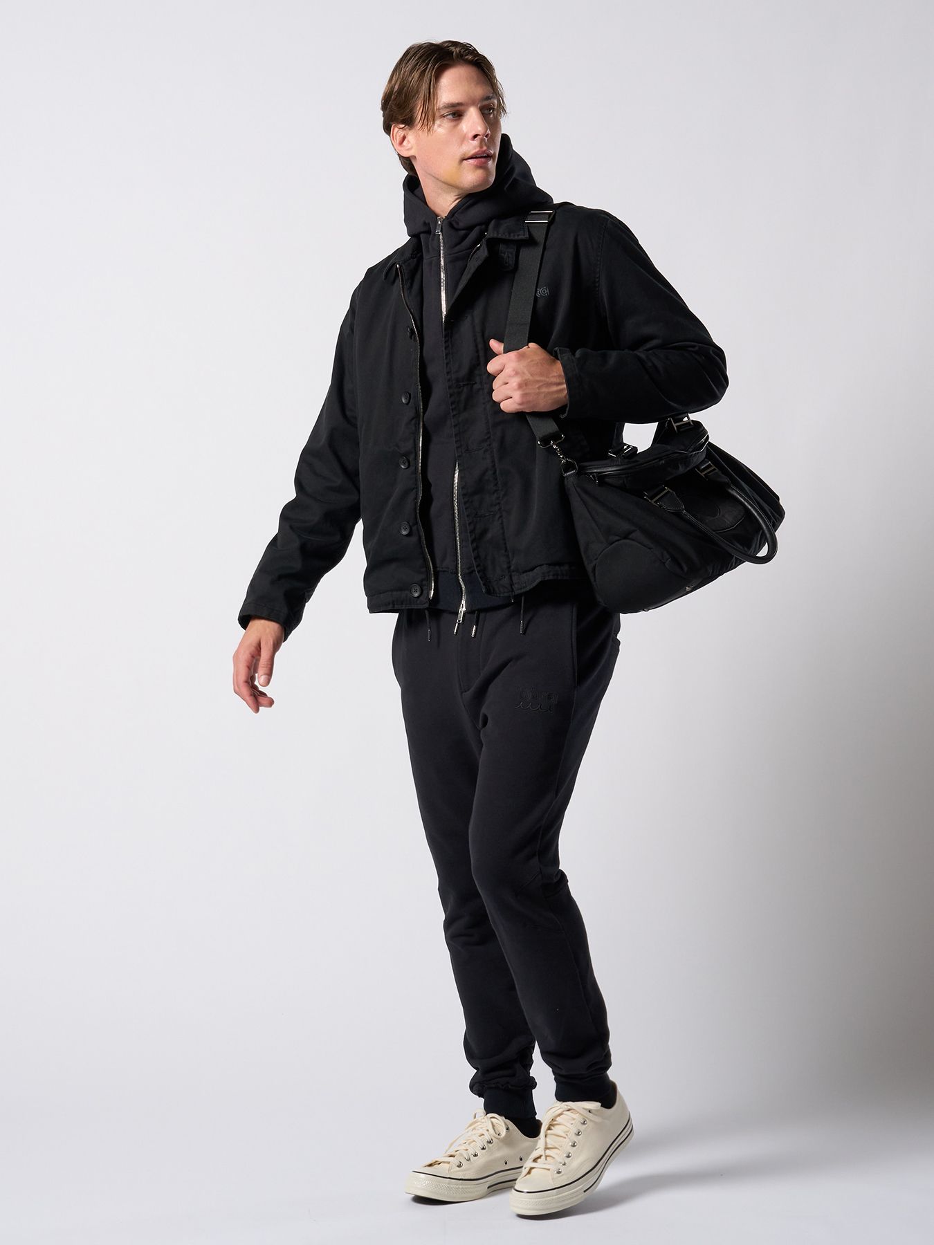 【予約品】muta × wjk collection：super urake zip-up parka / 裏毛ジップアップフーディ / ブラック