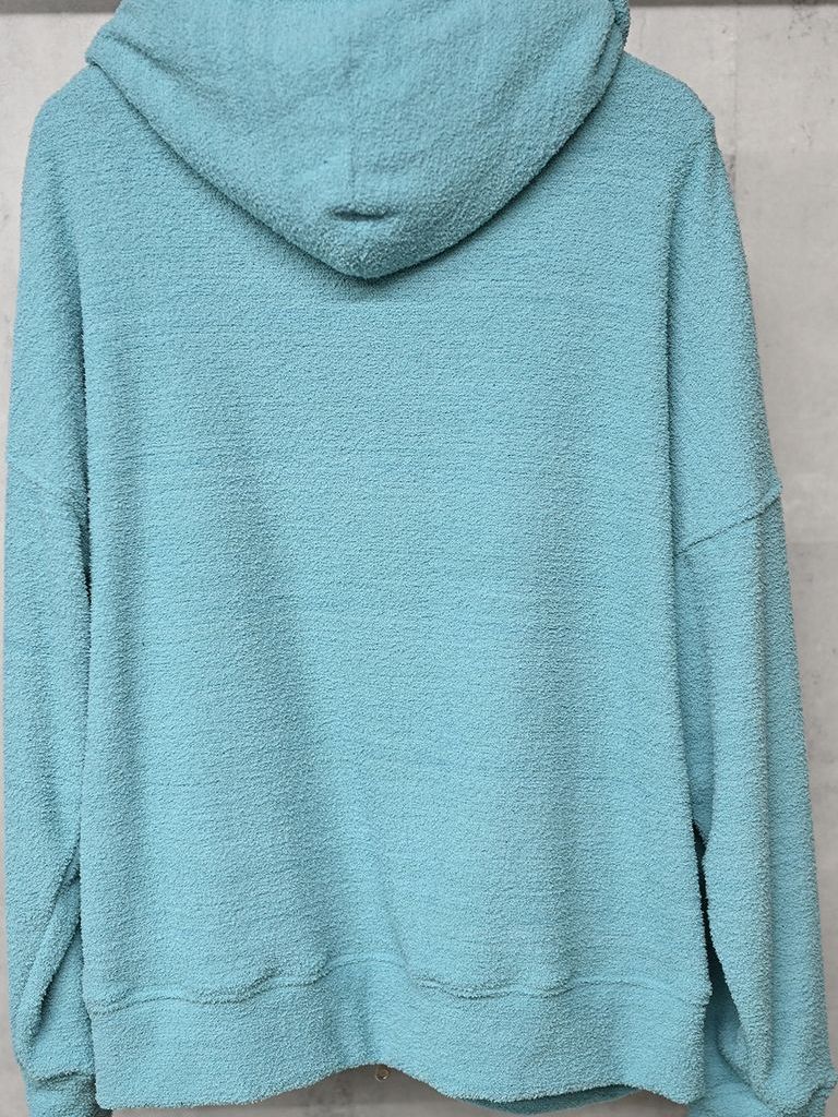 《予約11月17日19時締め》 MOLE YARN PILE zip loose hoodie / ジップフーディ / ブルーグリーン