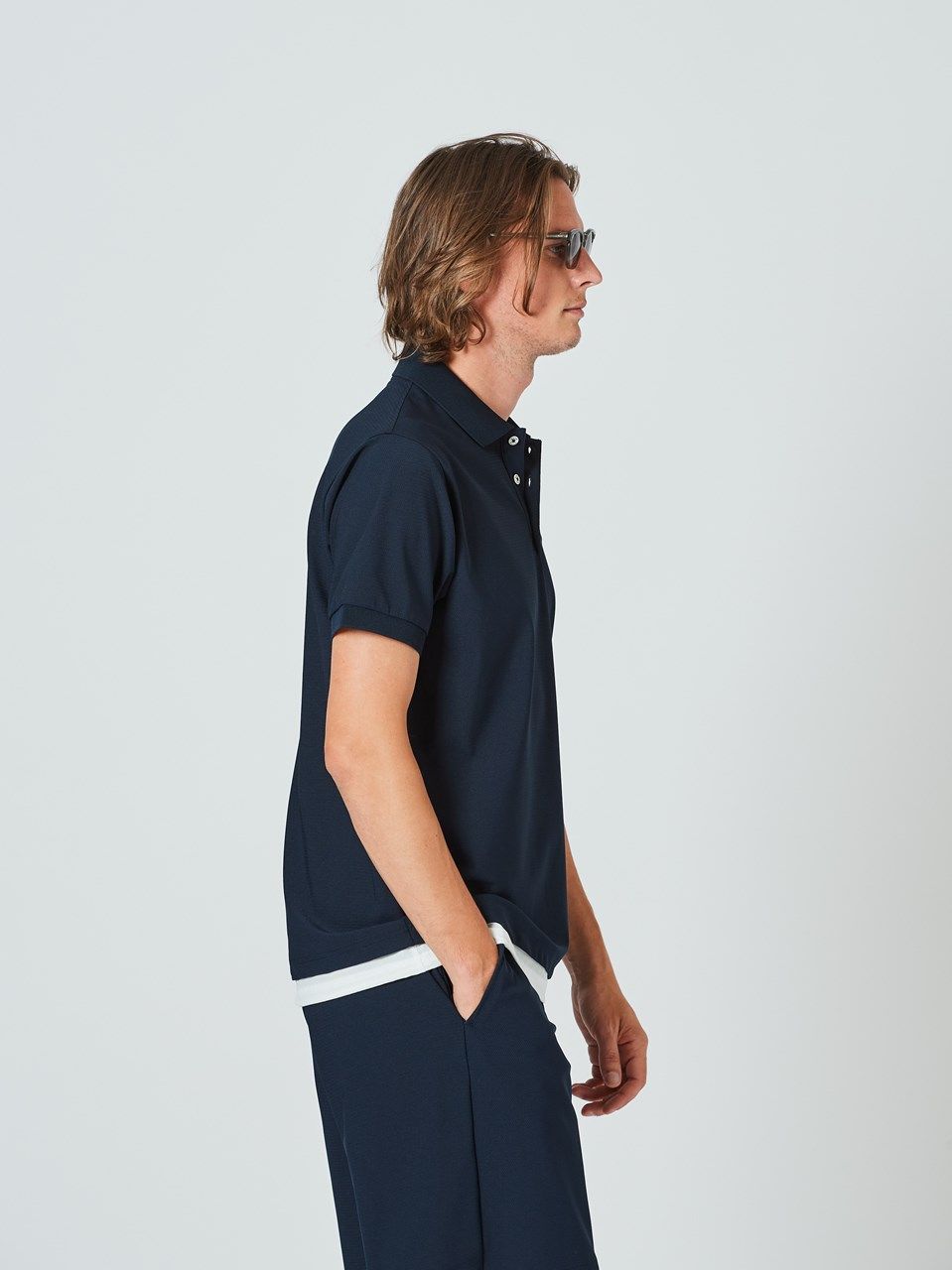 ACANTHUS - muta Mesh Polo / ポロシャツ / ネイビー 【Acanthus×muta 