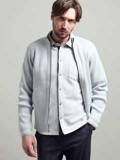 フルジップスタンドニットブルゾン / ライトグレー 【HIDEAWAYS BLACK】