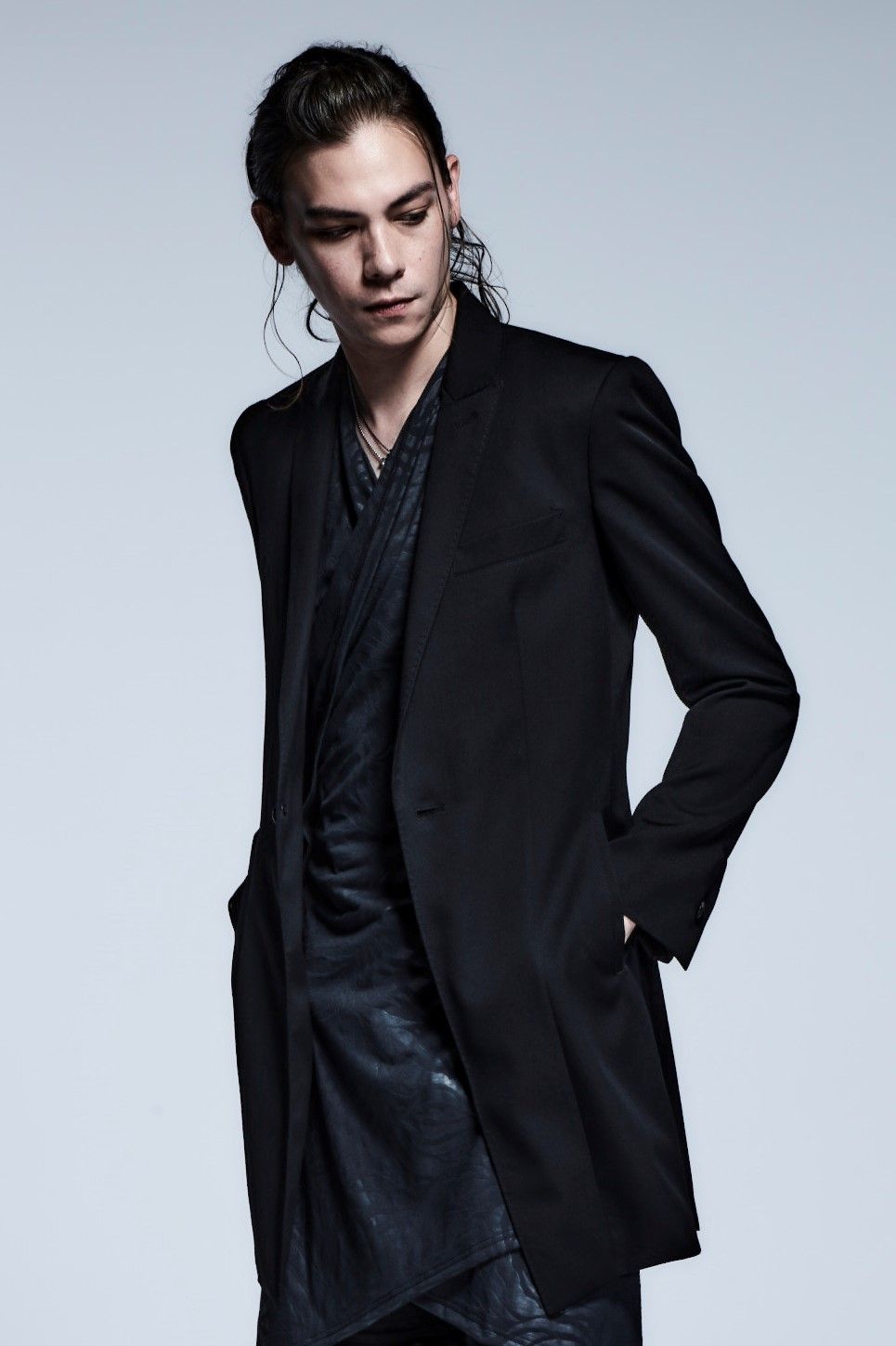 《予約品》 Long Peacked Jacket テーラードジャケット GabadineStretch / Black 【kiryuyrik】 11月入荷予定