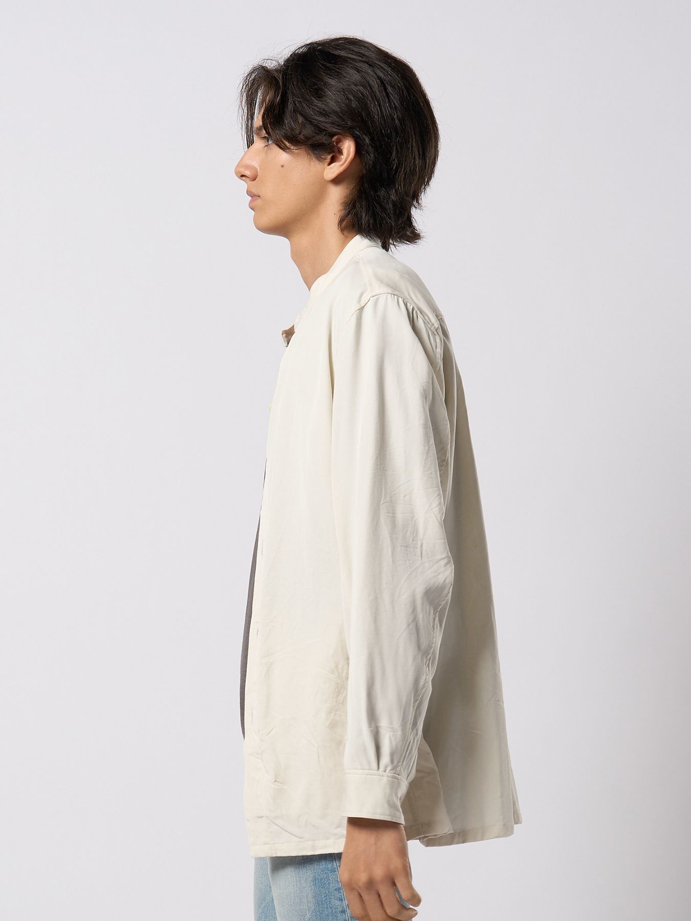 【予約品 9月23日(火) 締切】band collar shirt coat / バンドカラー シャツコート / オフホワイト