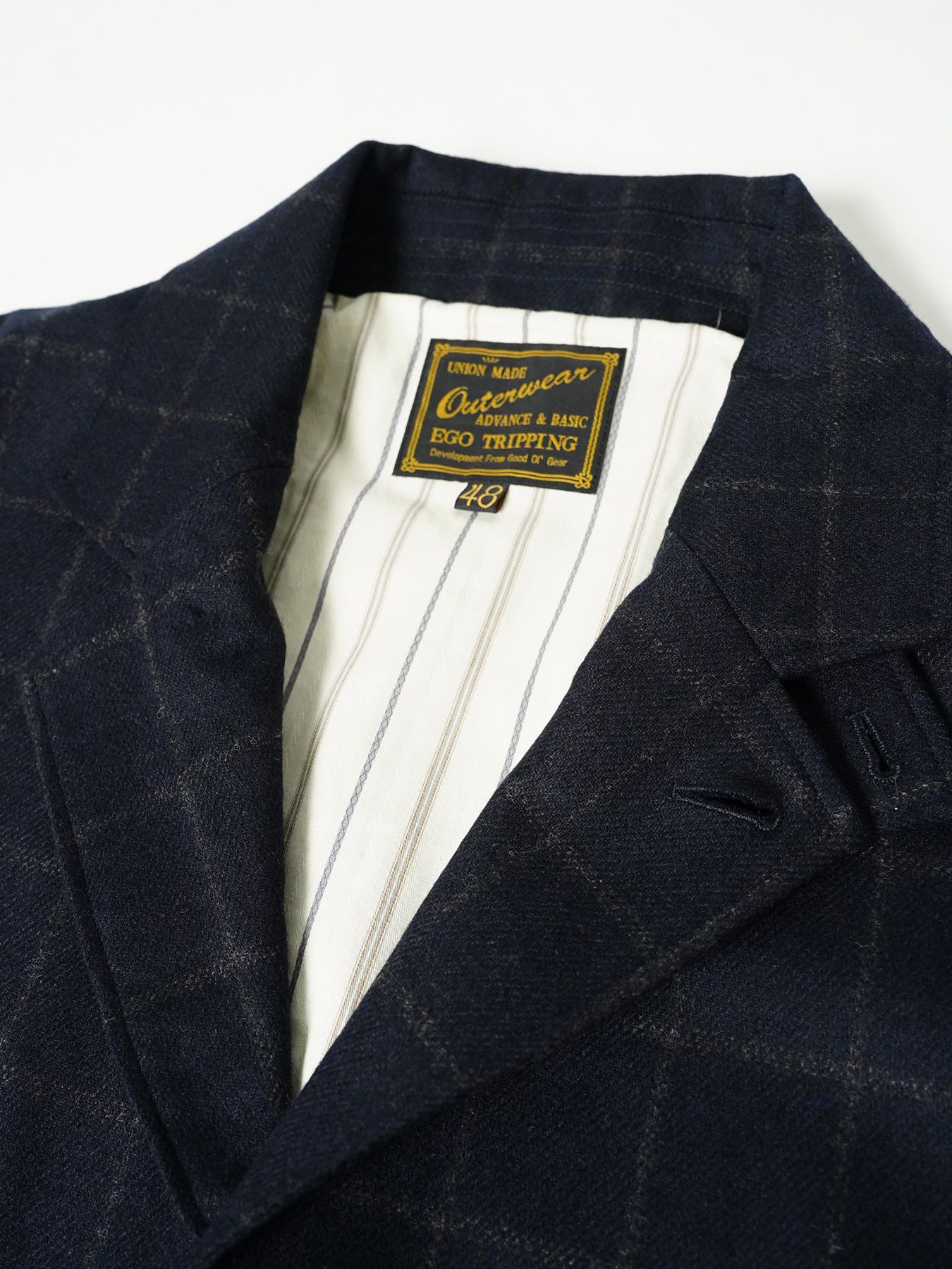 【予約品 7月5日(日) 締切】PEAK-JACKET windowpane / ウィンドーペイン ウールジャケット / ネイビーチェック