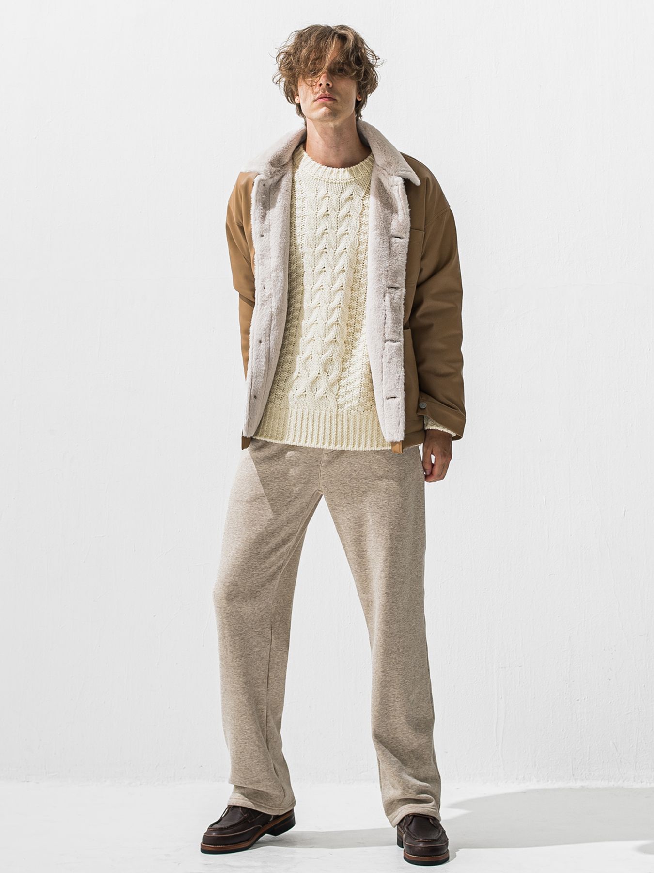 【予約品 9月6日(日) 締切】CABLE LAW SWEATER / ケーブル編みローゲージセーター / オフ