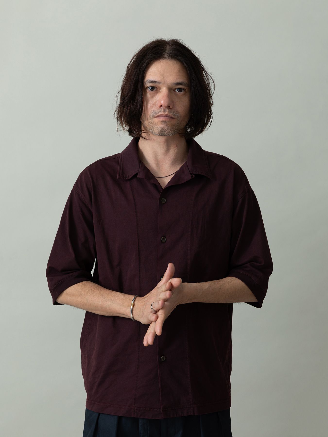 【予約品 2月1日(日) 締切】CUTSHIRTS / オープンカラーシャツ / ダークレッド