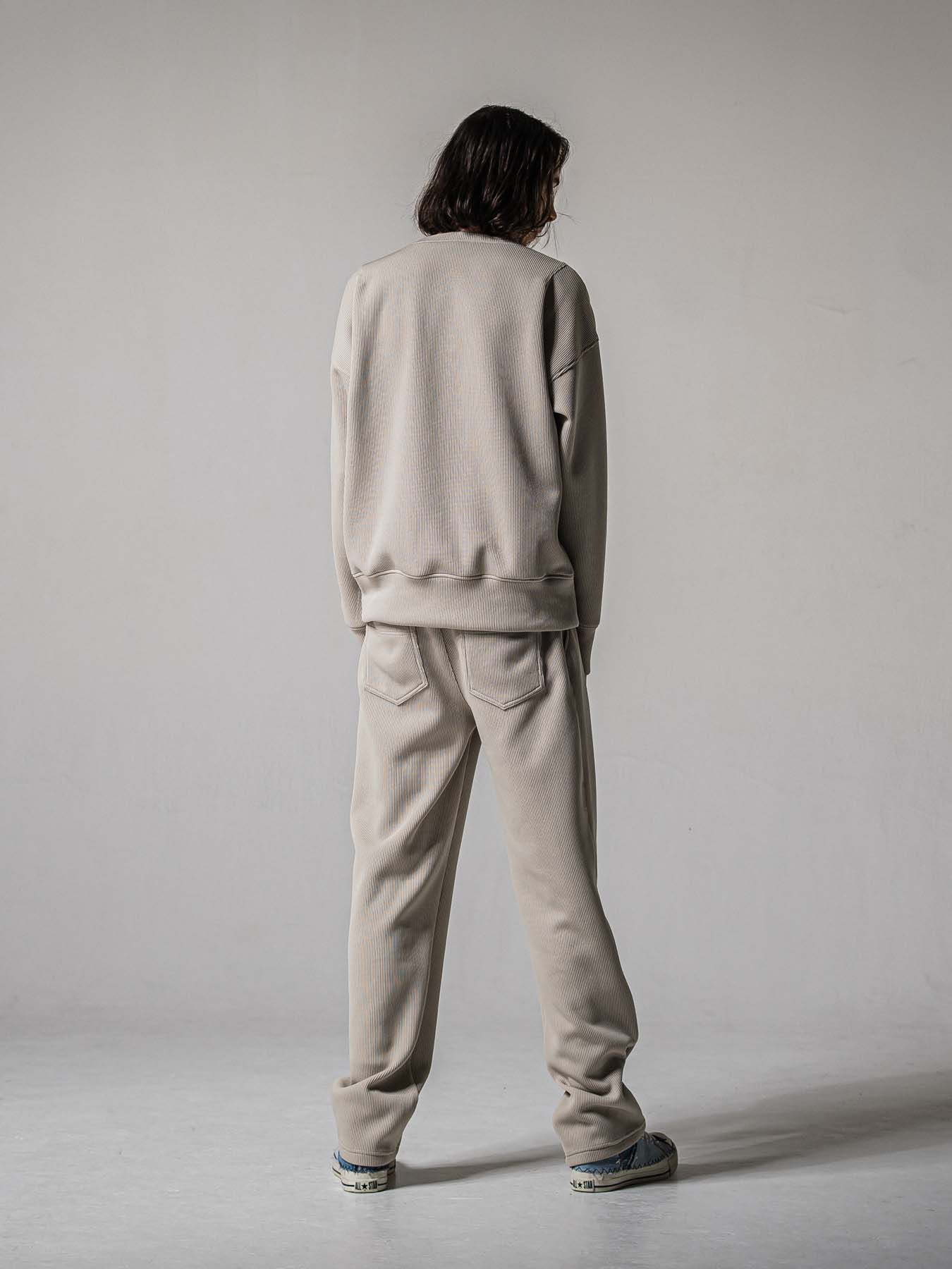 【予約品 11月16日(日) 締切】AZE  WIDE TUCK PANTS / 畔編みニット セミワイドシルエット ワンタック イージーパンツ / グレージュ