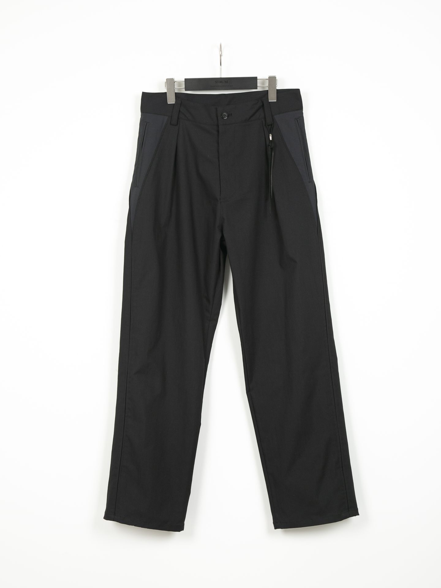 Spun Polyester Stretch Twill Pistol pants / ピストル パンツ / ブラック×グレー