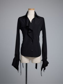 【予約品 5月18日(日) 締切】Lace Up Frill Shirt / レースアップフリルシャツ / ブラック