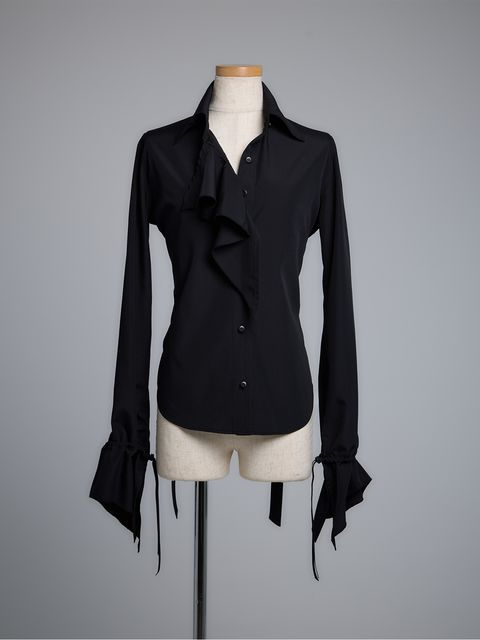 【予約品 5月18日(日) 締切】Lace Up Frill Shirt / レースアップフリルシャツ / ブラック