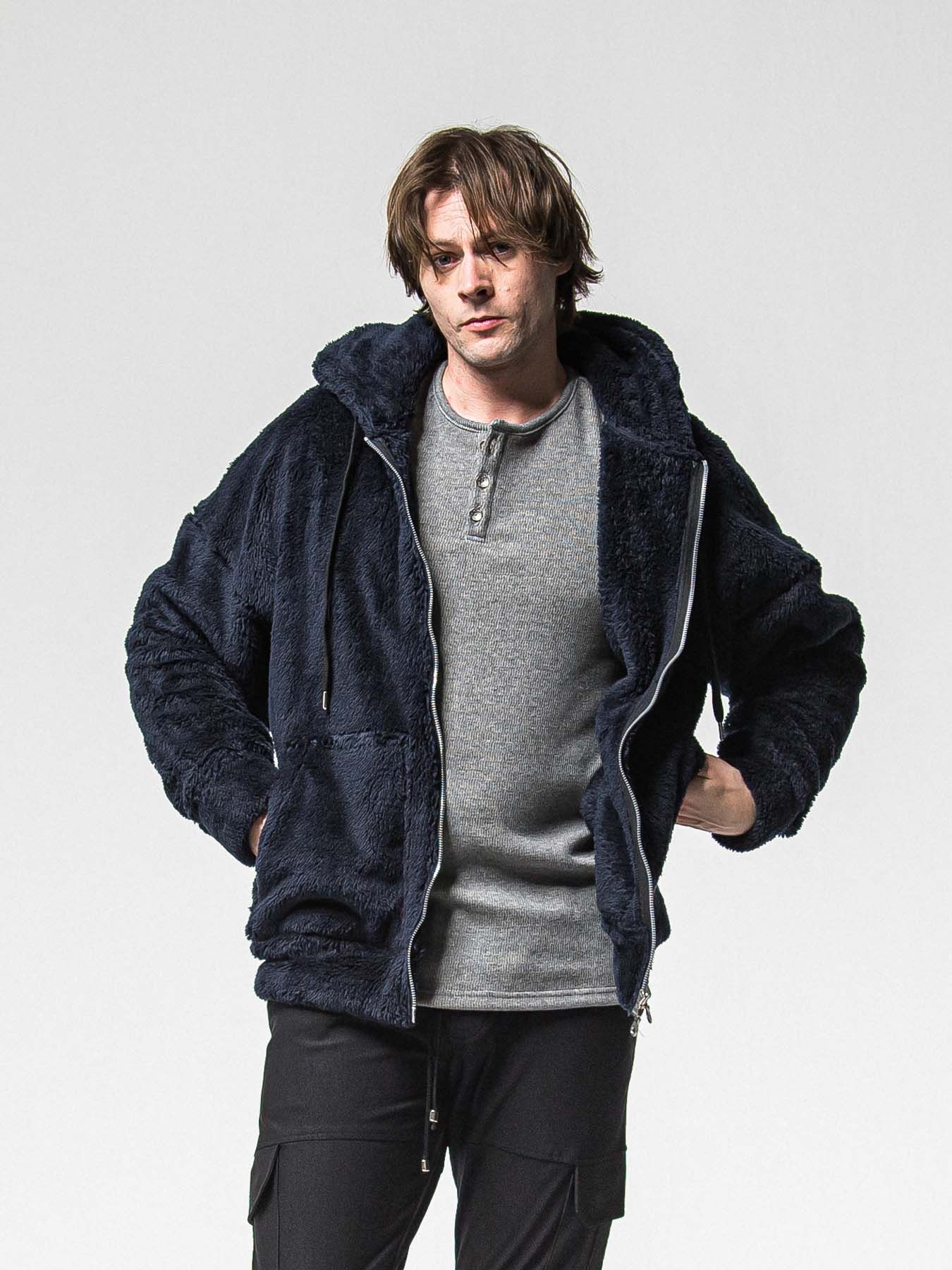 【予約品 】BOA ZIP LOOSE HOODIE / ボア ジップ ルーズフーディ / ネイビー