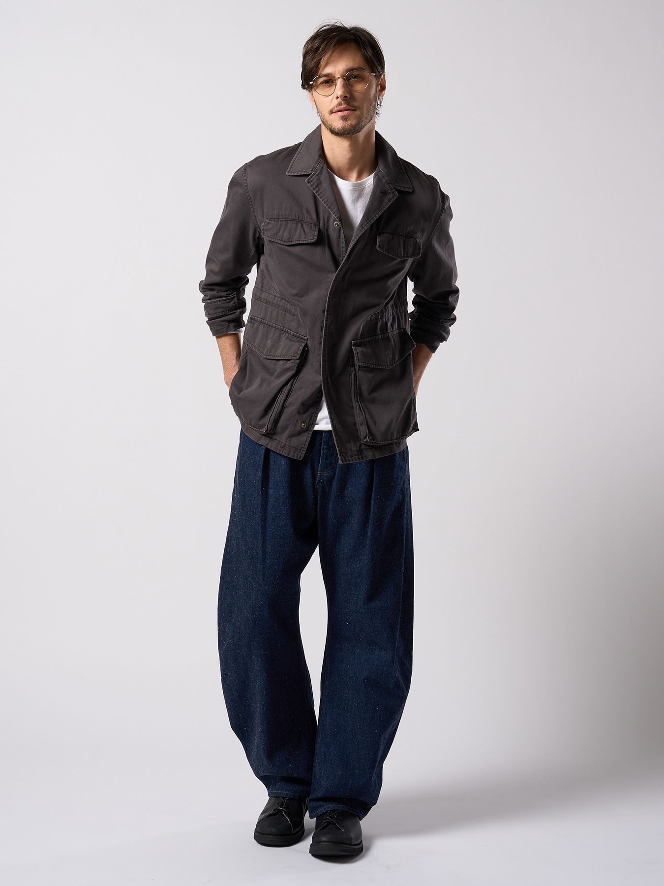 【予約品 4月19日(日) 18時締切】sulfur dyed M47 shirt / 硫化染め M47シャツ / フェードチャコール