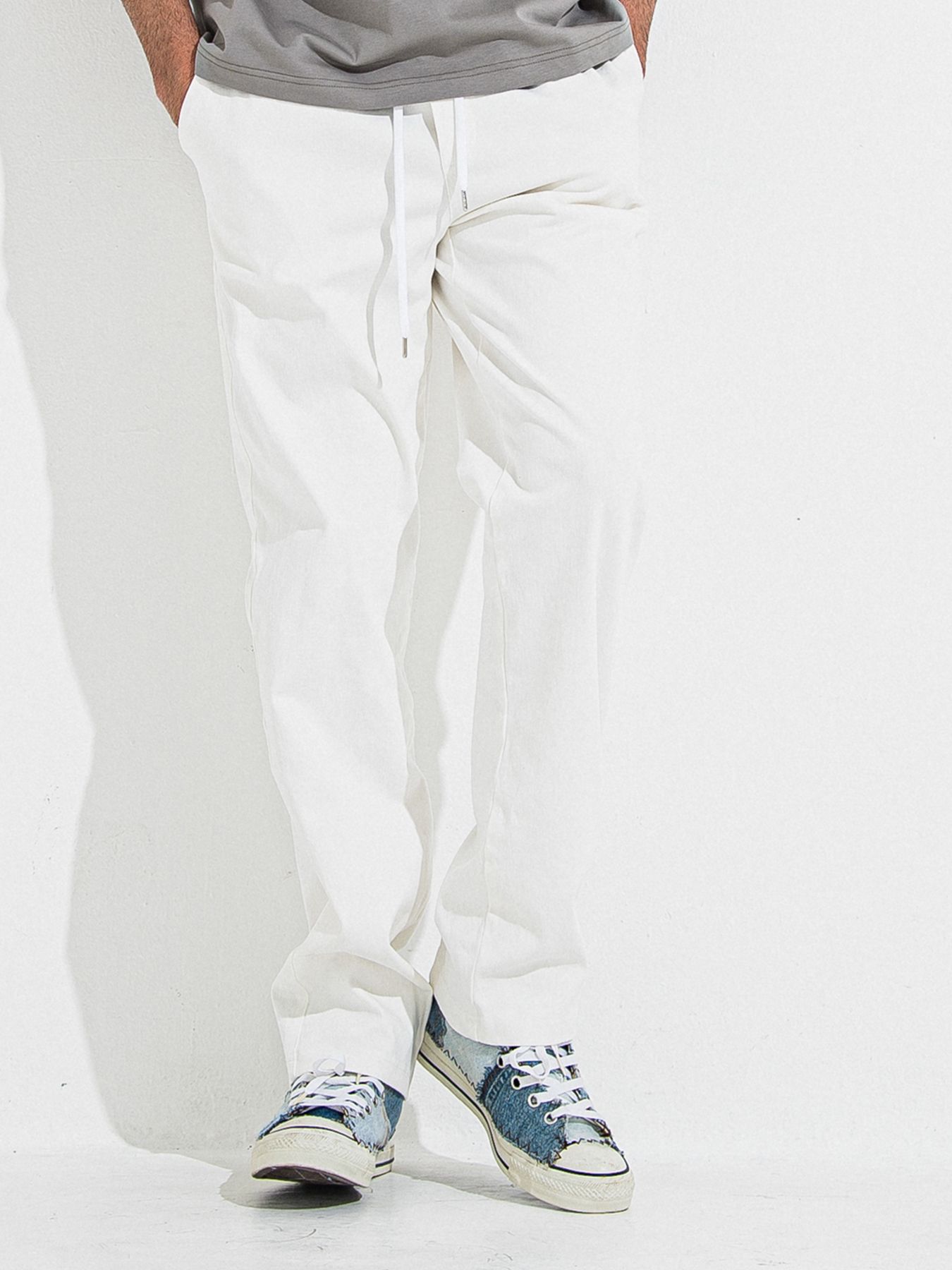 DENIM JERSEY WIDE PT / デニムジャージワイドパンツ / ホワイト