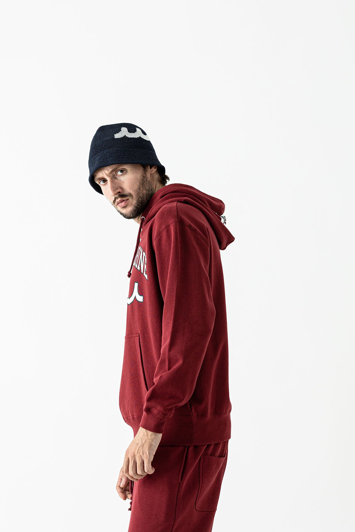 muta College Logo Hooded Sweatshirt /  バーガンディー  【Acanthus×muta】