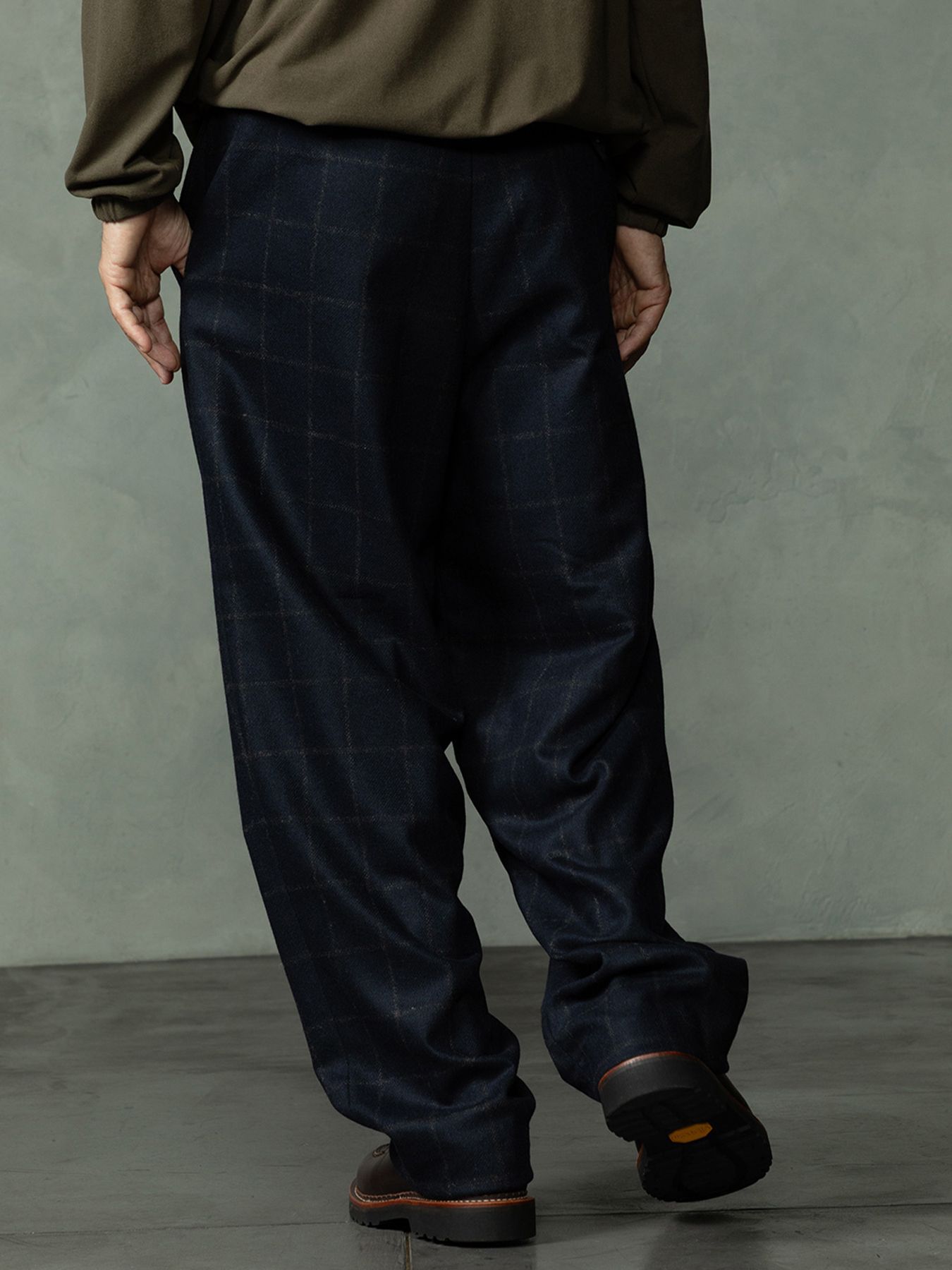 【予約品 7月5日(日) 締切】WOOLBASTE TROUSERS windowpane / ウィンドーペイン ウールトラウザーズ / ネイビーチェック