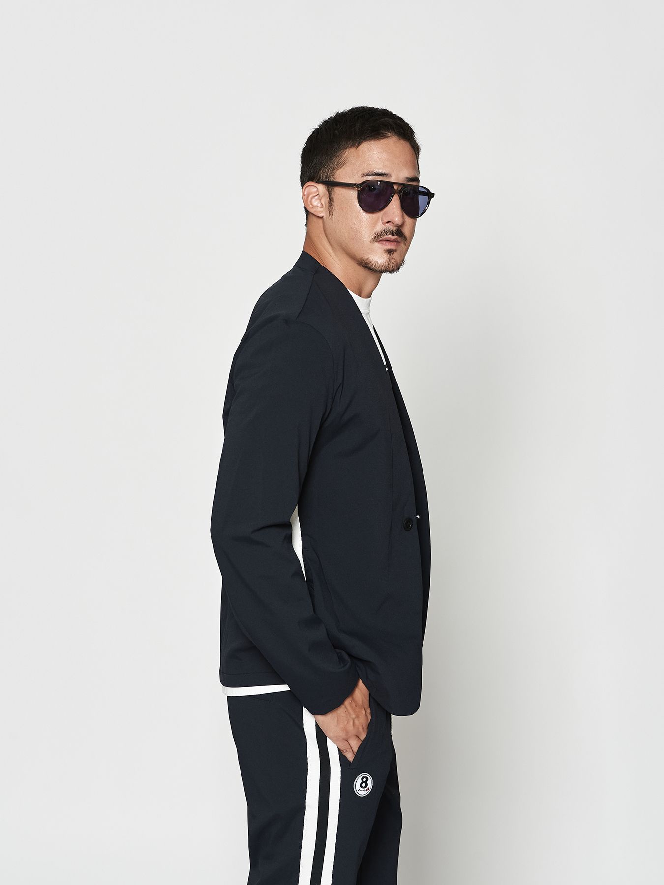 【予約品 10月9日(木) 締切】muta sweet no collar jacket / ノーカラージャケット / ネイビー【Acanthus × muta MARINE】