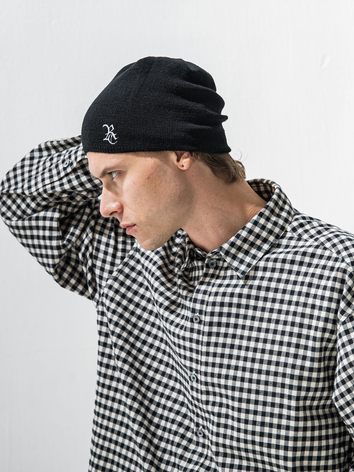 【予約品 9月6日(日) 締切】WOOL KNIT CAP / ウール ニットキャップ / ブラック×RC刺繍