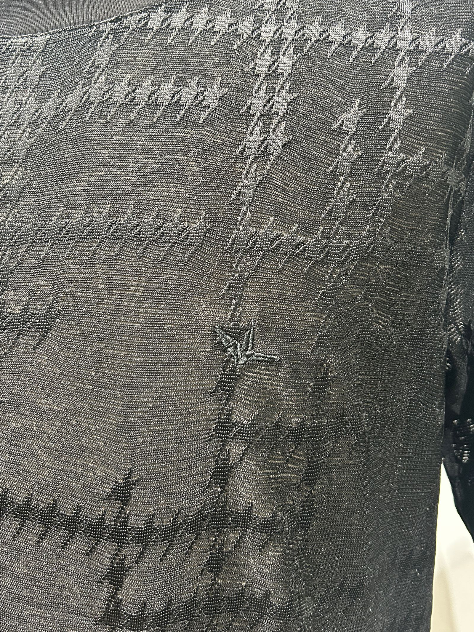 RANDOM HOUNDSTOOTH JACQUARD T-SHIRT / ブラック