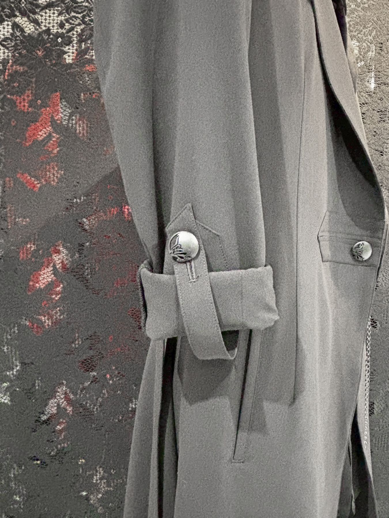 【予約品 1月4日(日) 締切】Goth Flare Jacket / ゴスフレアジャケット チェーン付きボタン / ブラック