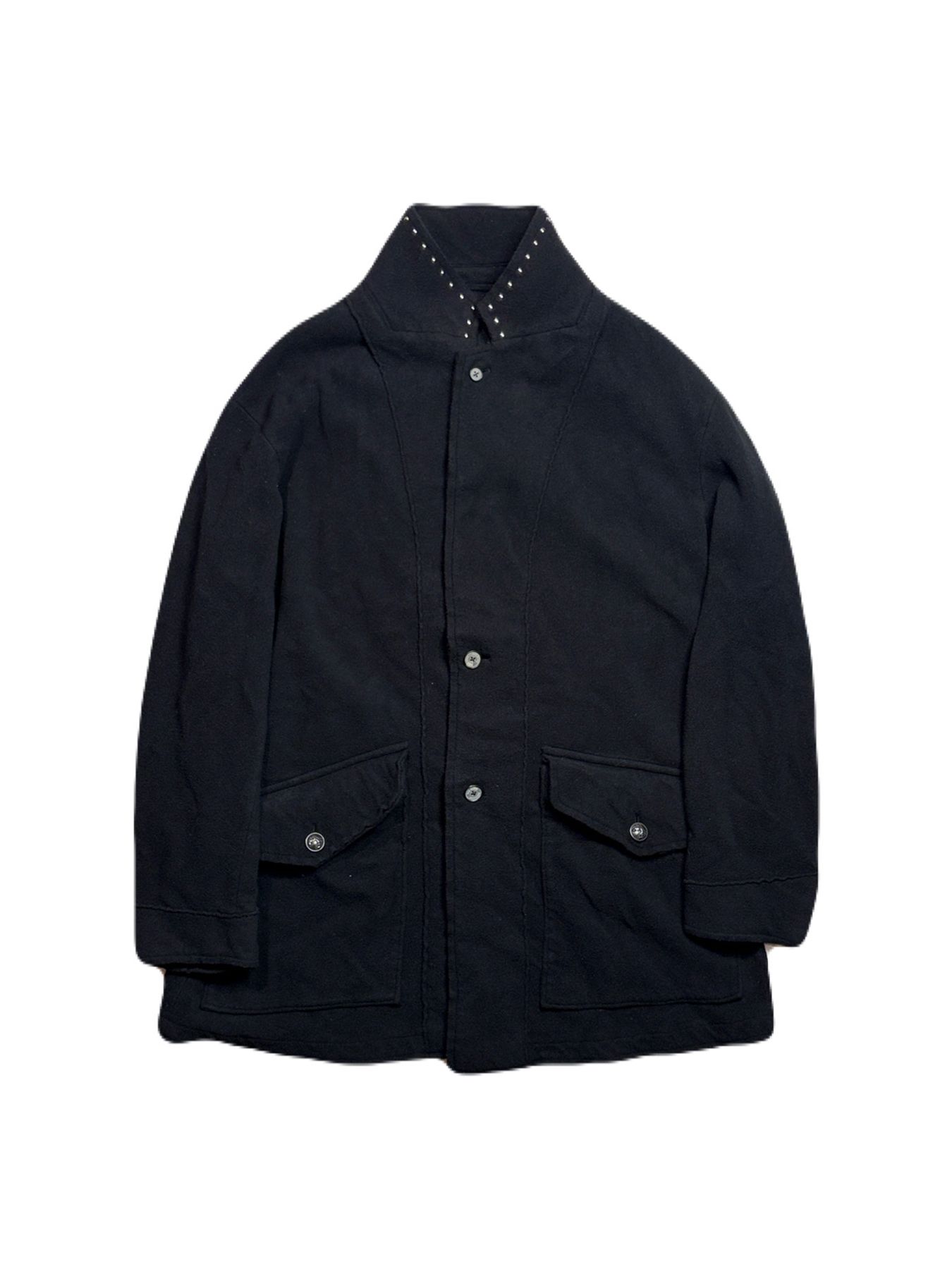 【予約品 3月9日(月) 18:00 締切】FLEECE STUDZ JKT CRY / クリスタルクロスガン スタッズ フリース ショートコート / ブラック