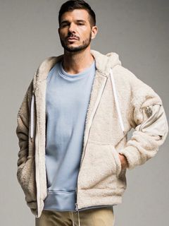 boa zip loose hoodie / ベージュ 【RESOUND CLOTHING】