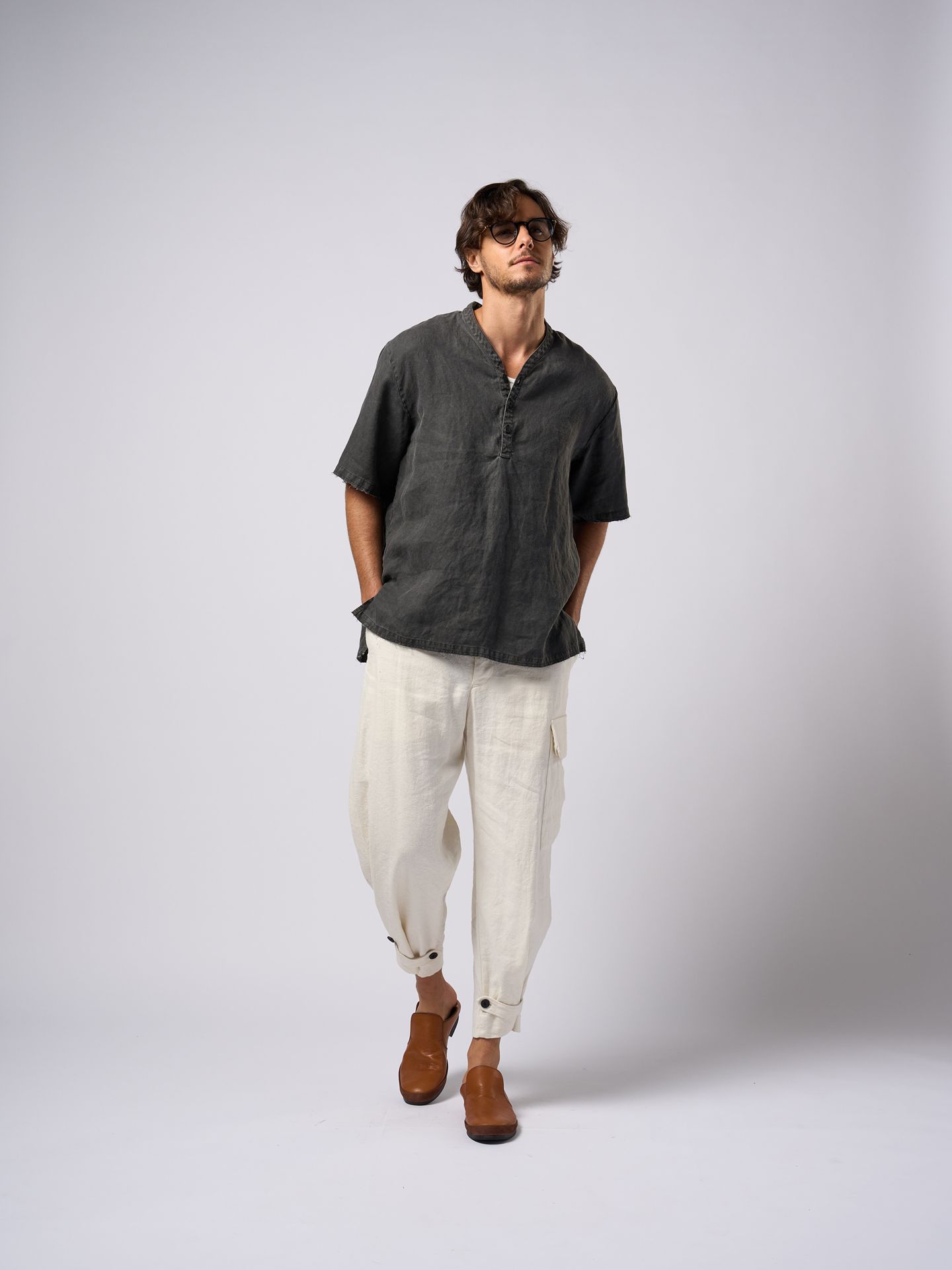 【予約品9月16日 10時締め】 smart collar pullover H/S / シャツ / ブラック
