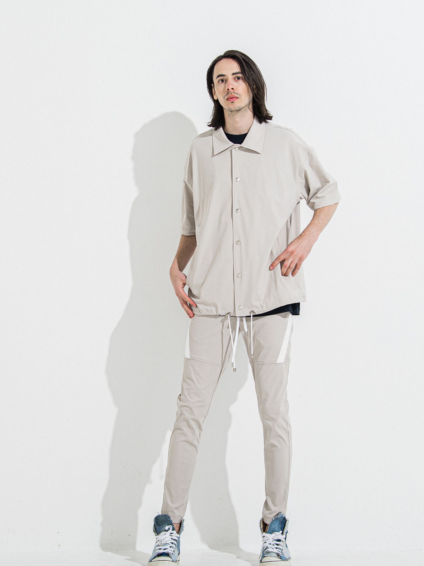 【予約品 】NYLON HALF COACH JACKET / グレージュ