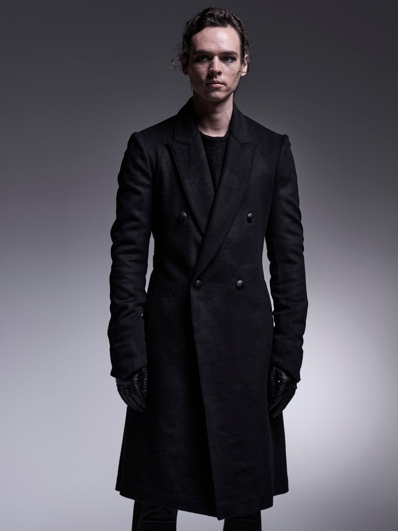 【予約品 7月13日(日) 締切】W-Peaked Coat / ダブルピークドラペル コート / ブラック