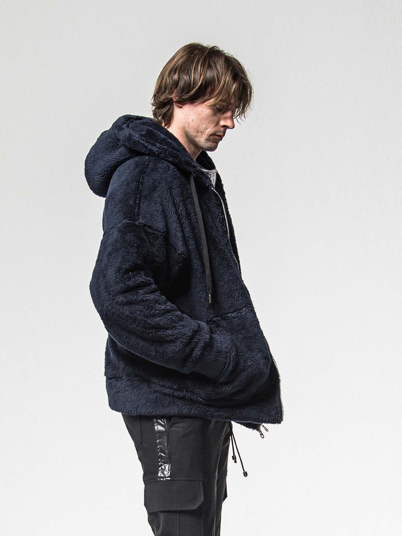 【予約品 】BOA ZIP LOOSE HOODIE / ボア ジップ ルーズフーディ / ネイビー
