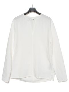 【予約品 9月27日(日) 締切】レーヨン リネン トロピカル ウォッシュ タンブラー仕上げ L/S スキッパーシャツ / WHITE