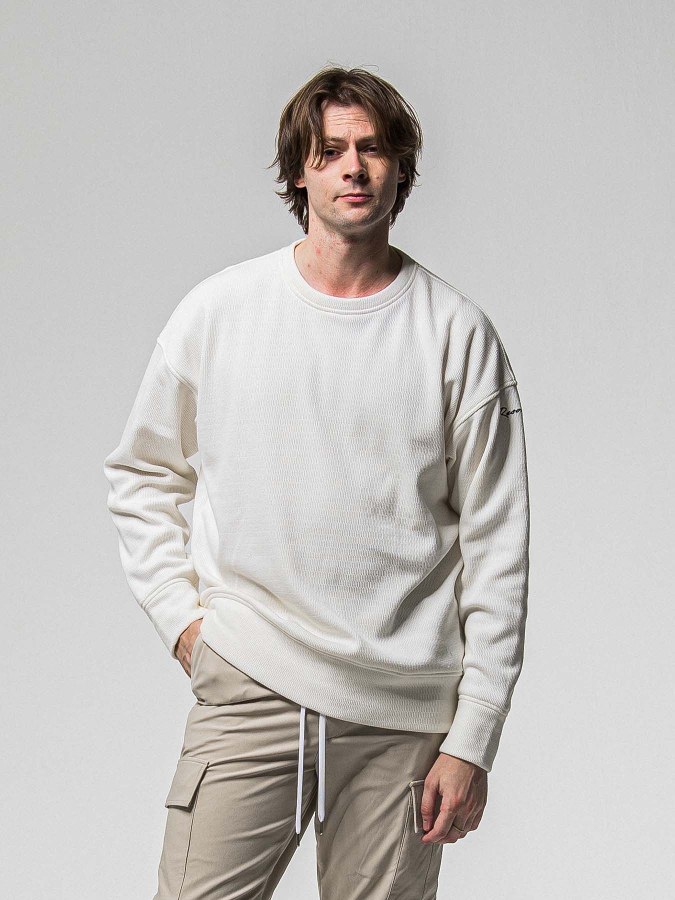 【予約品 8月31日(日) 締切】VELOURS FLEECE THERMAL LOOSE TRAINER / ベロアフリース サーマル ルーズトレーナー / ホワイト