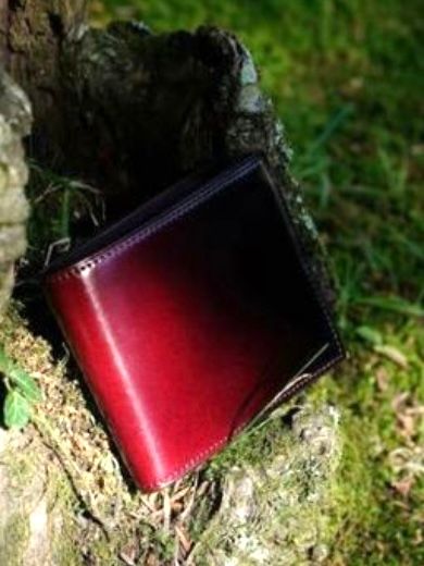 二つ折り財布 イタリア産ベビーカーフ × 国産牛革 WINE商品番号 YVP132【 yuhaku】