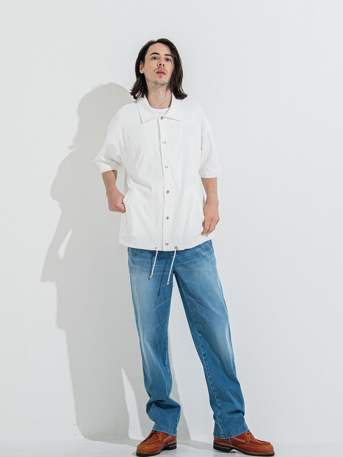 【予約品 】NYLON HALF COACH JACKET / ナイロンハーフコーチジャケット / ホワイト