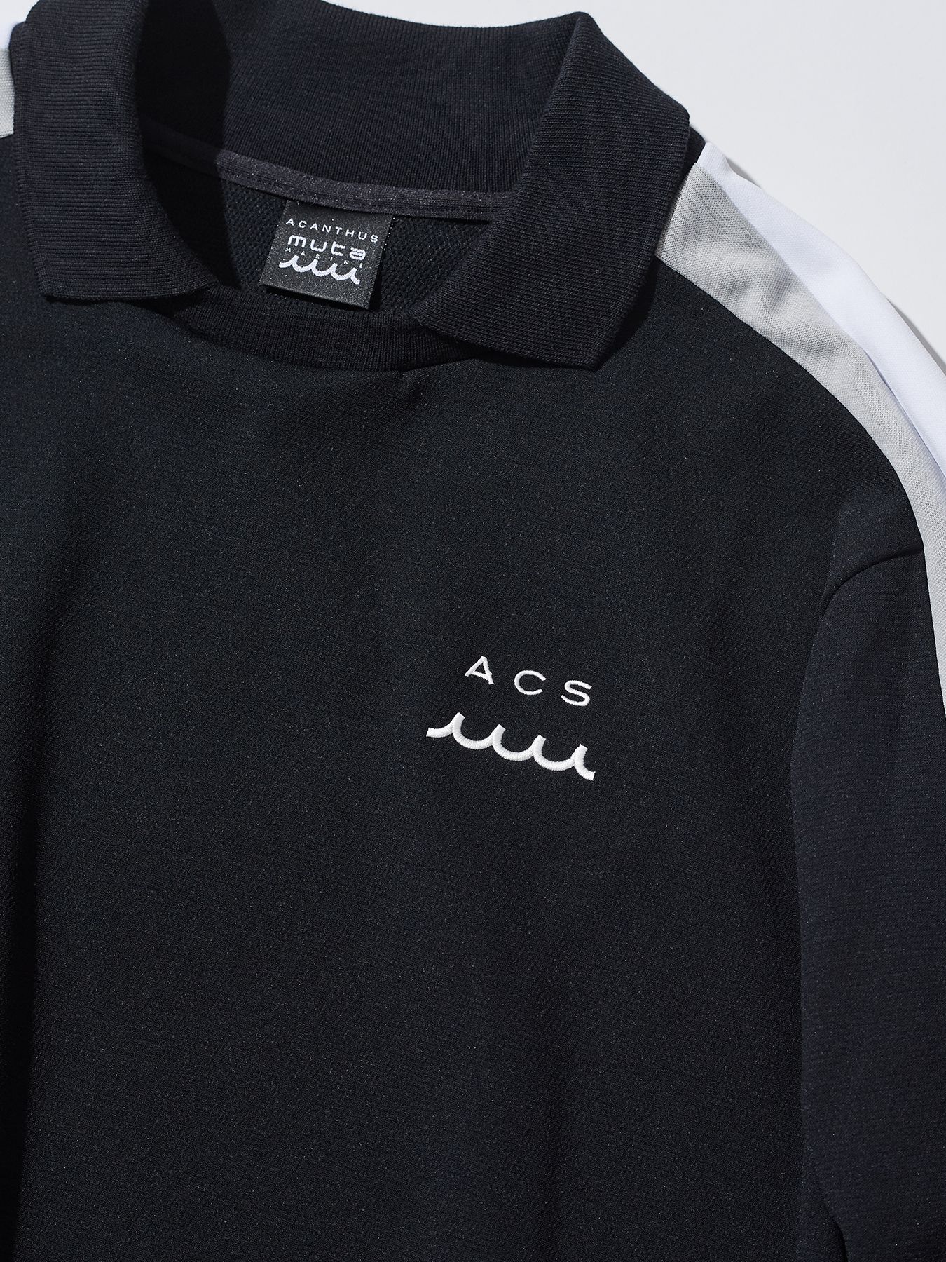 【予約品 10月9日(木) 締切】muta Polo Crewneck / 衿付スウェット / ブラック【Acanthus × muta MARINE】