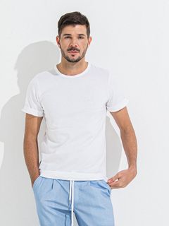 GIZA BASIC ROLL UP TEE / 無地白 ギザベーシックロールアップTシャツ / ホワイト