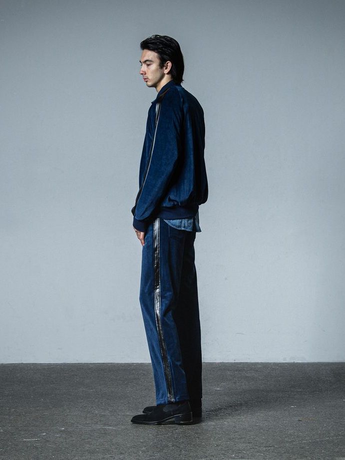 《予約品》 VELOUR SEMI WIDE PT  / ベロアラインワイドパンツ / ネイビー