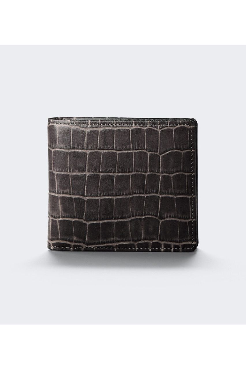 二つ折り財布 Tint Embossing Leather / Pale Black 【aniary】