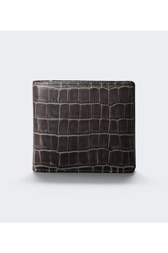 二つ折り財布 Tint Embossing Leather / Pale Black 【aniary】