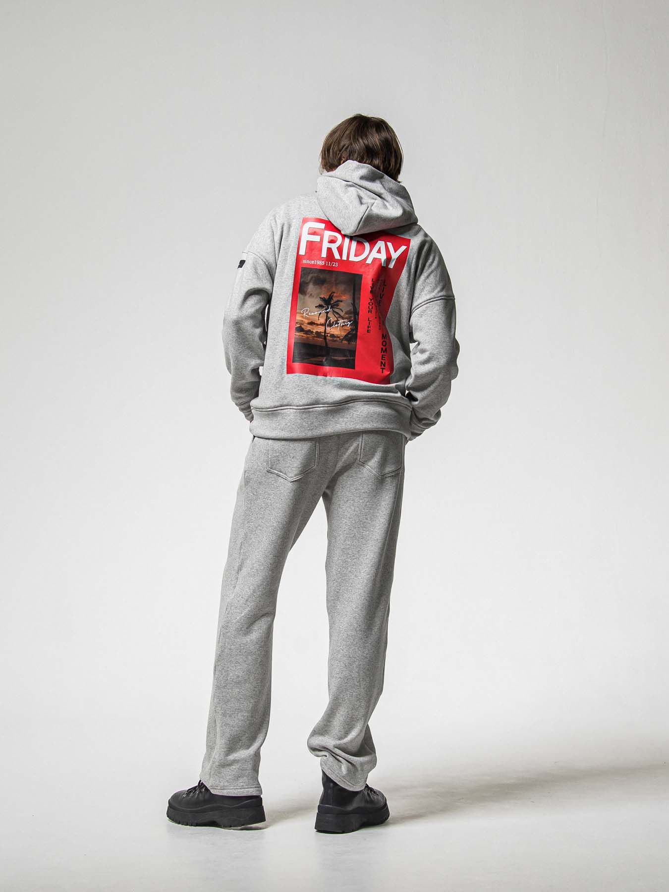 【予約品 8月31日(日) 締切】FRIDAY OLD COVER VEROURS FLEECE HOODIE / FRIDAYコラボ オールドカバー ベロアフリース フーディ / グレー