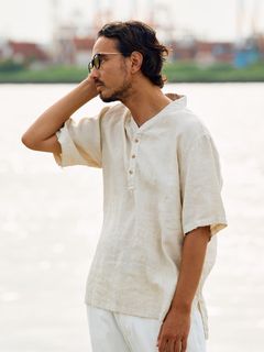 【予約品9月16日 10時締め】 smart collar pullover H/S / シャツ / ライトベージュ