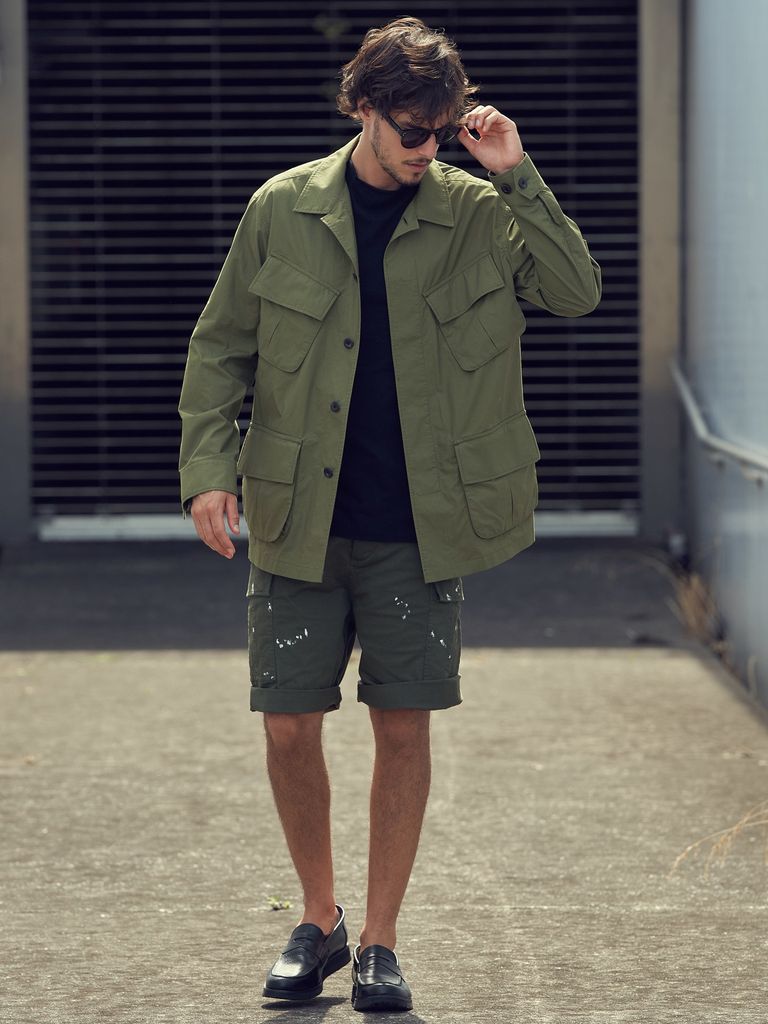 wjk - 《予約品》 paint cargo shorts / ミリタリーショーツ / カーキ 