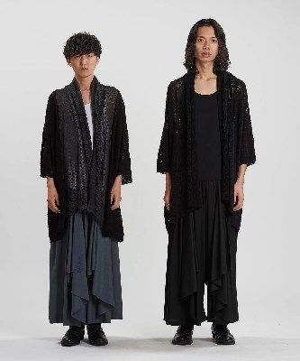 ハーフスリーブシアーニットガウン BLACK 【NO ID.】
