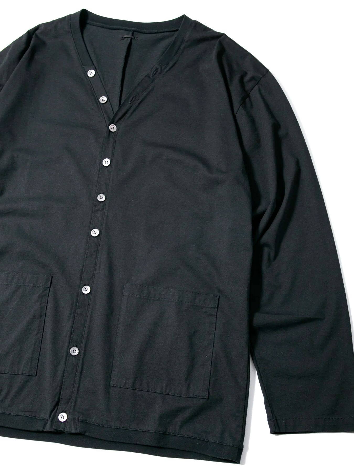 72/T Organic Cotton High Twisted Single Jersey Cardigan / 72/T オーガニックコットン 強撚 天竺 カーディガン / ブラック