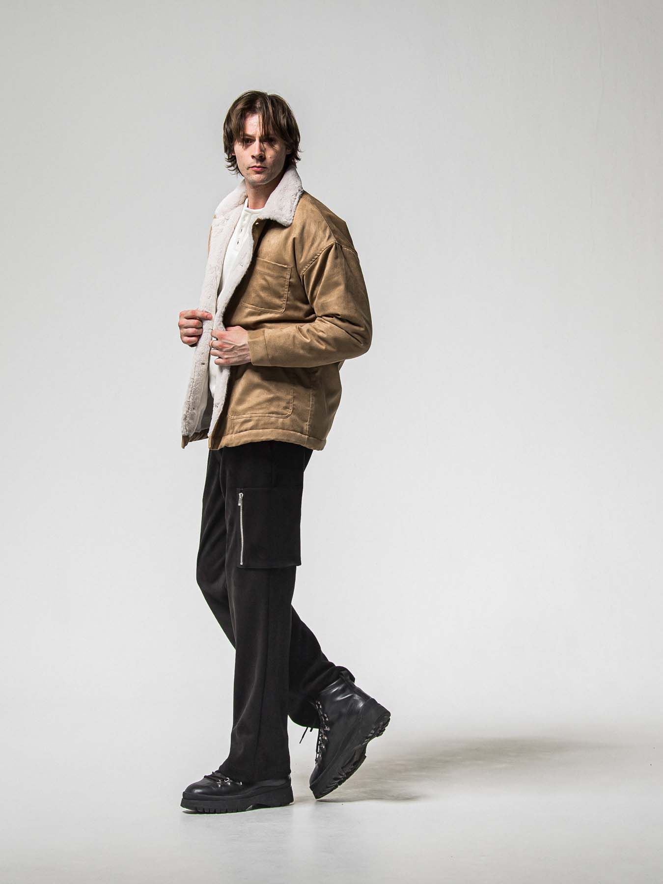 【予約品 】SUEDE FUR CAVER ALL / スウェードファーカバーオール / ブラウン