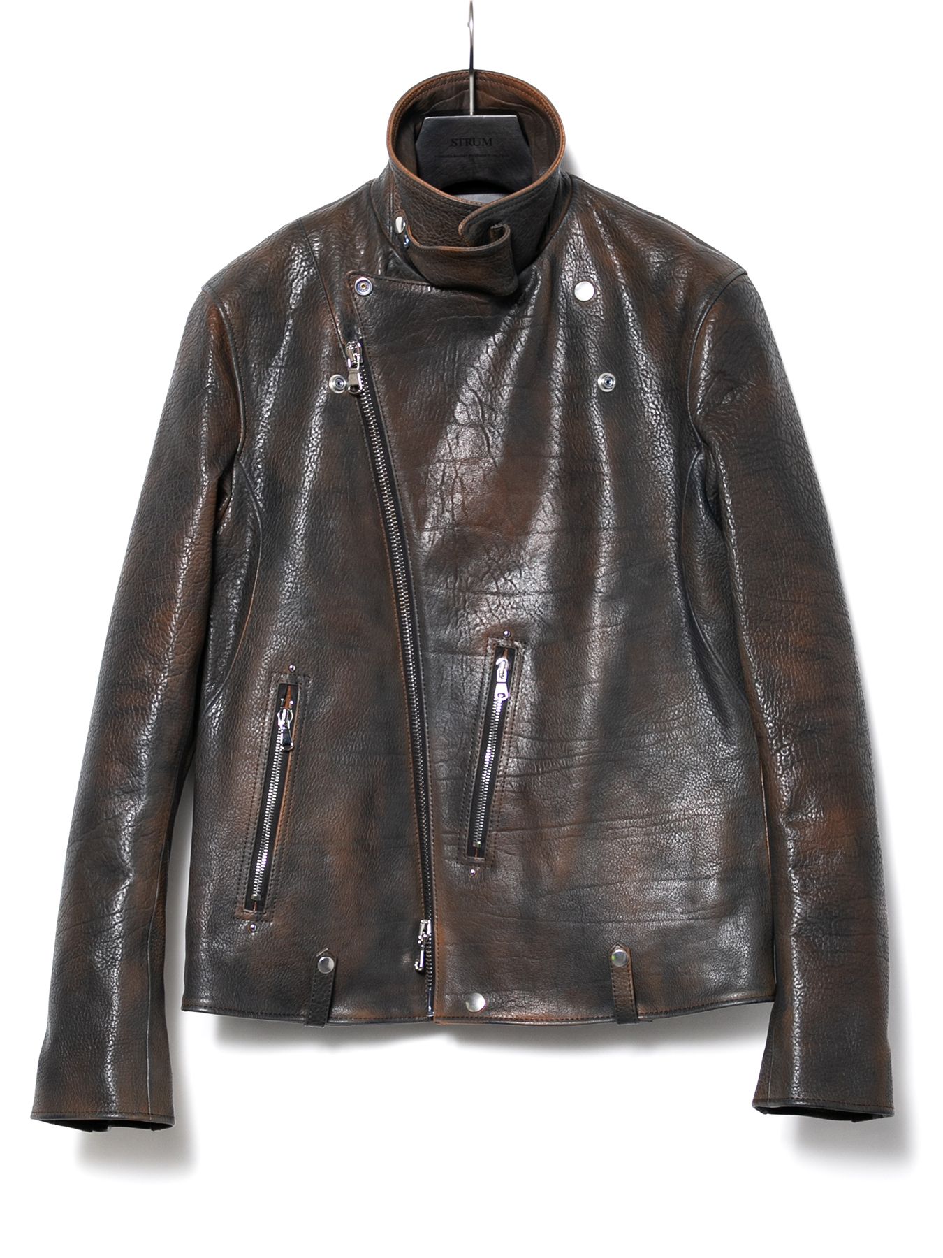 【予約品 10月12日(日) 締切】Full Vegetable Tanned Italian Double Shoulder Steer Hide Garment Burning Dyed Double Riders / イタリアンダブルショルダー燃焼製品染めダブルライダース / HI-FLYER