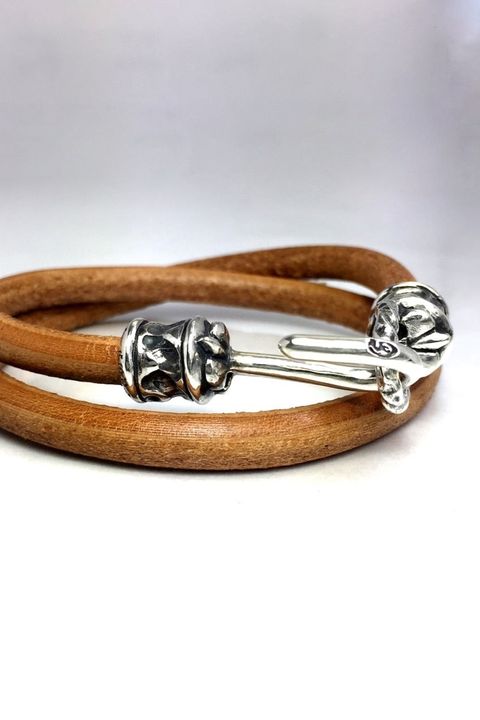 《受注生産》 LEATHER BRACELET PIPE HOOK ブレスレット / BROWN 【GOD SIZE】 注文から2～3週間後入荷予定